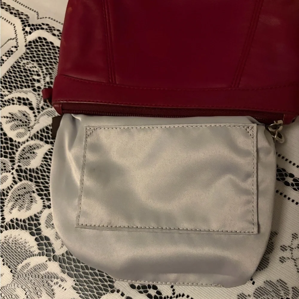 Y2K Coach Simone Pleated Leather Wristlet - Maroon Color